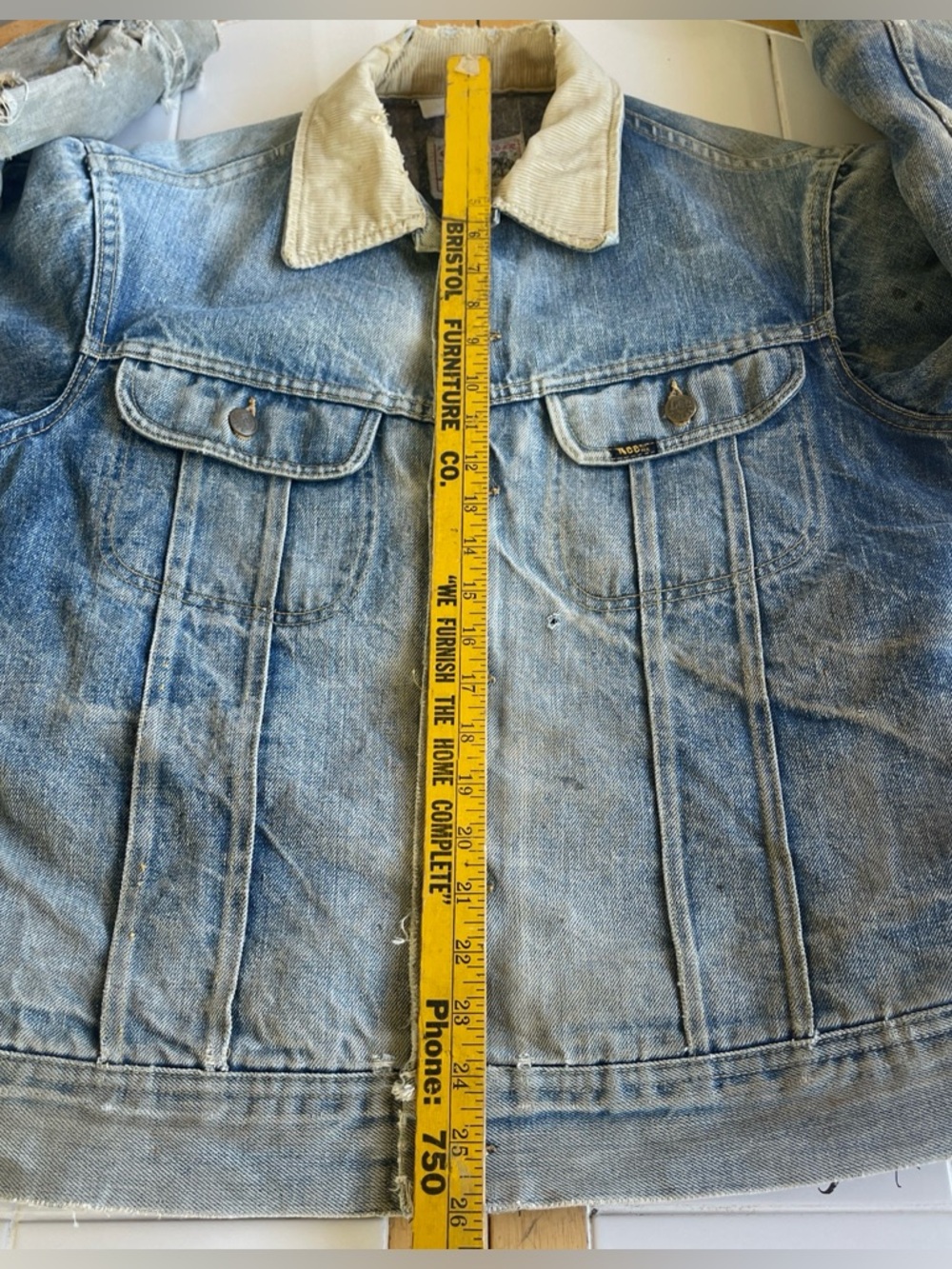 Vintage Lee Storm Rider Denim Jacket M Distressed Blanket Lined Workwear Faded - Picture 9 of 16